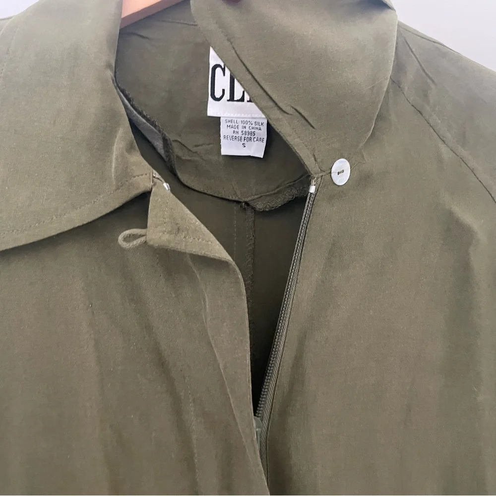100% Silk CLIO Jacket in Olive Green